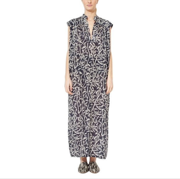 Roseanna Paris Bamboo Dreamer Leaf Minimalist Silk Maxi Dress - Picture 1 of 15